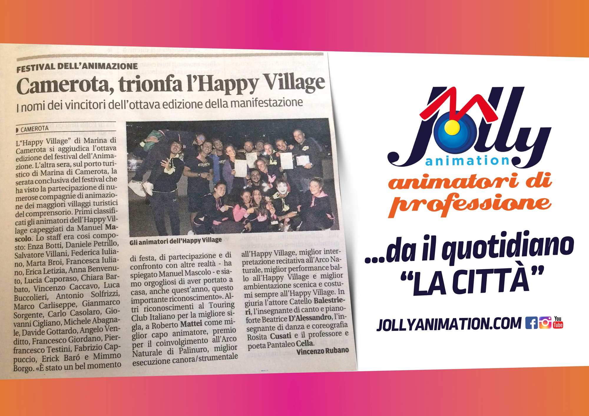 Lo Staff dell’Happy Village trionfa al Festival dell’animazione